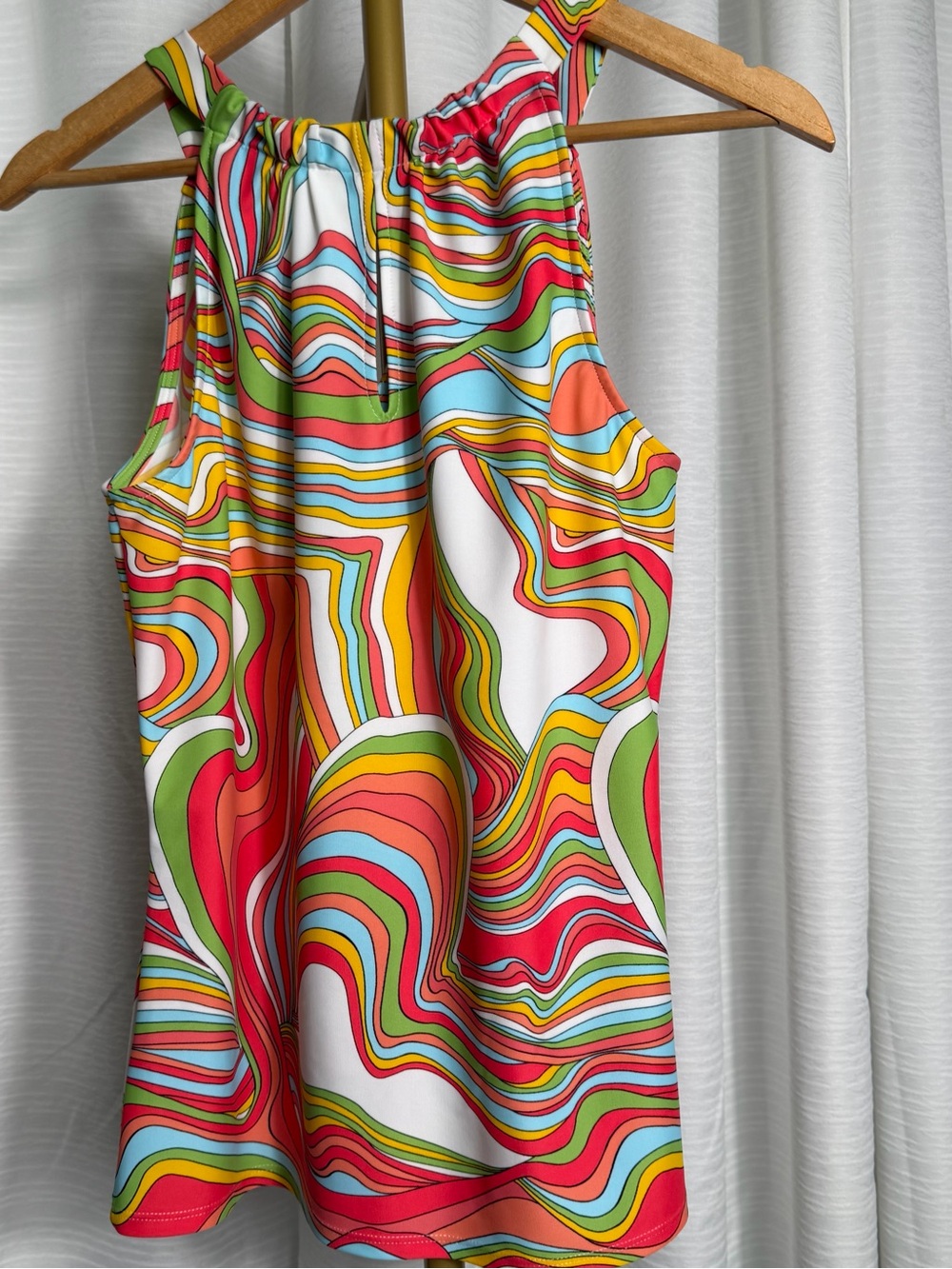 Jude Connally Psychedelic Ripple Halter Tank in Red, Green, Blue, Yellow